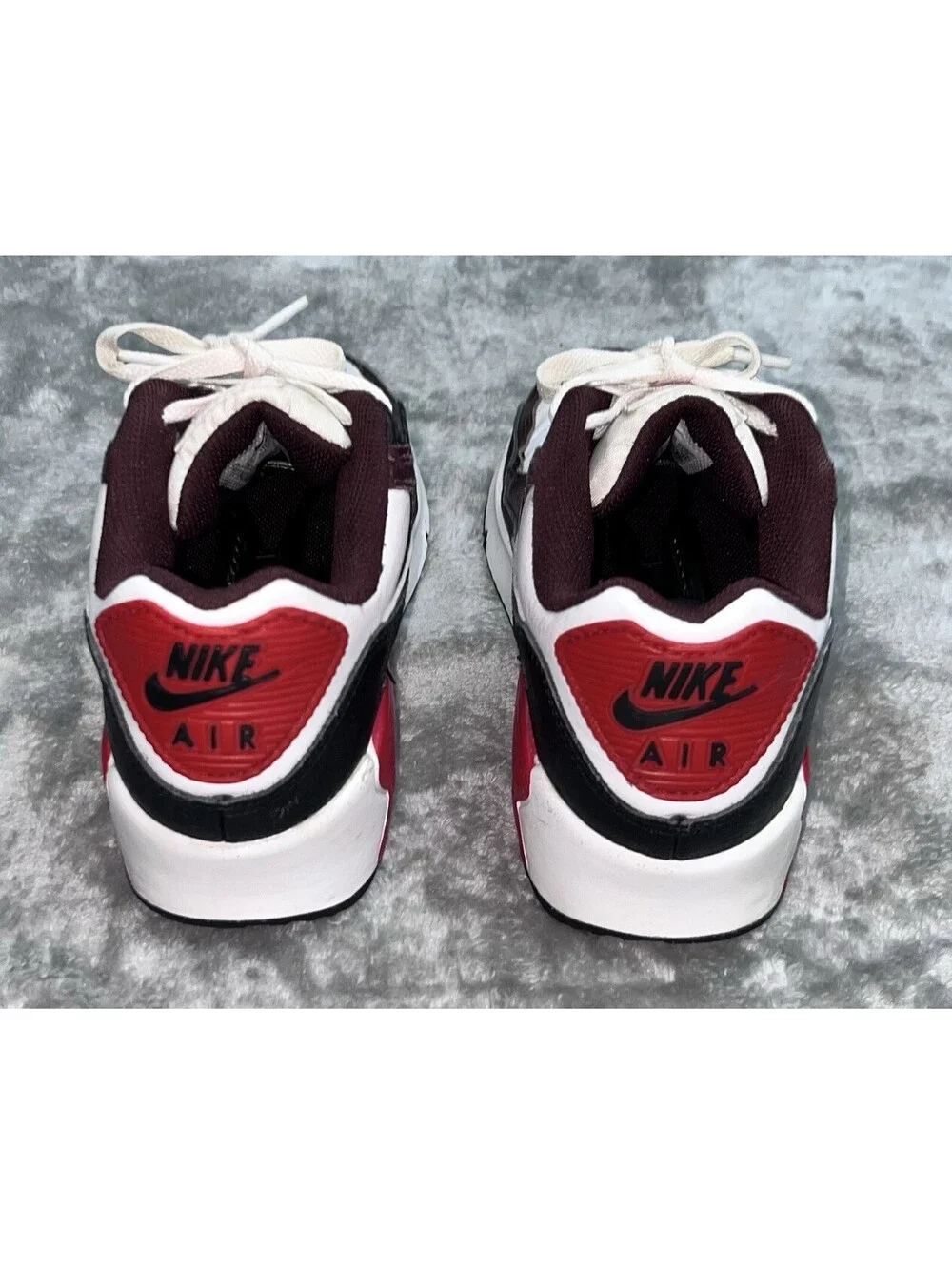 Nike Air Max 90 (GS) Burgundy/White/Black Leather Low Top Sneakers 6Y